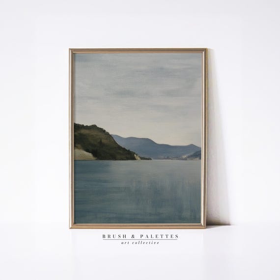 Italian Island Seascape Moody Oil Painting Wall Art Hopper Sargent Style Coastal Scene For Rustic Or Minimalist Homes