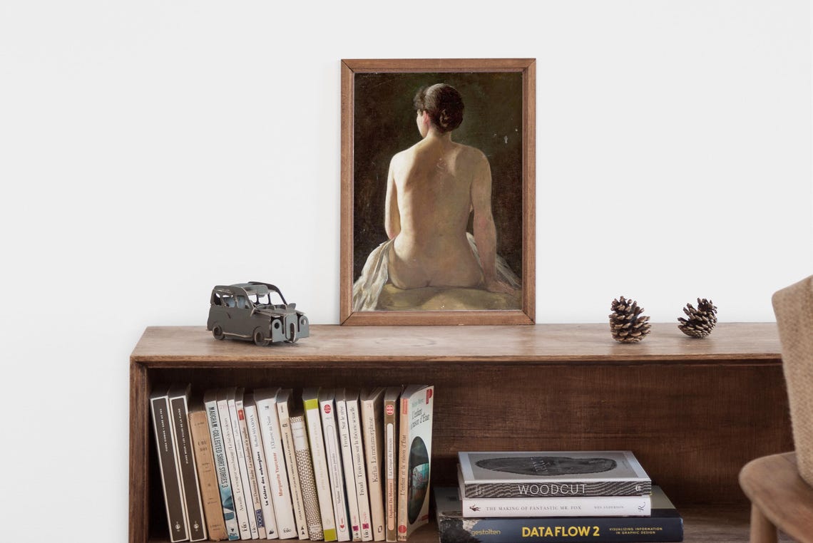 Vintage Woman Print Nude Painting Antique Female Print Vintage Portrait Painting Woman Painting Portrait Oil Painting Vintage Art - Image 2