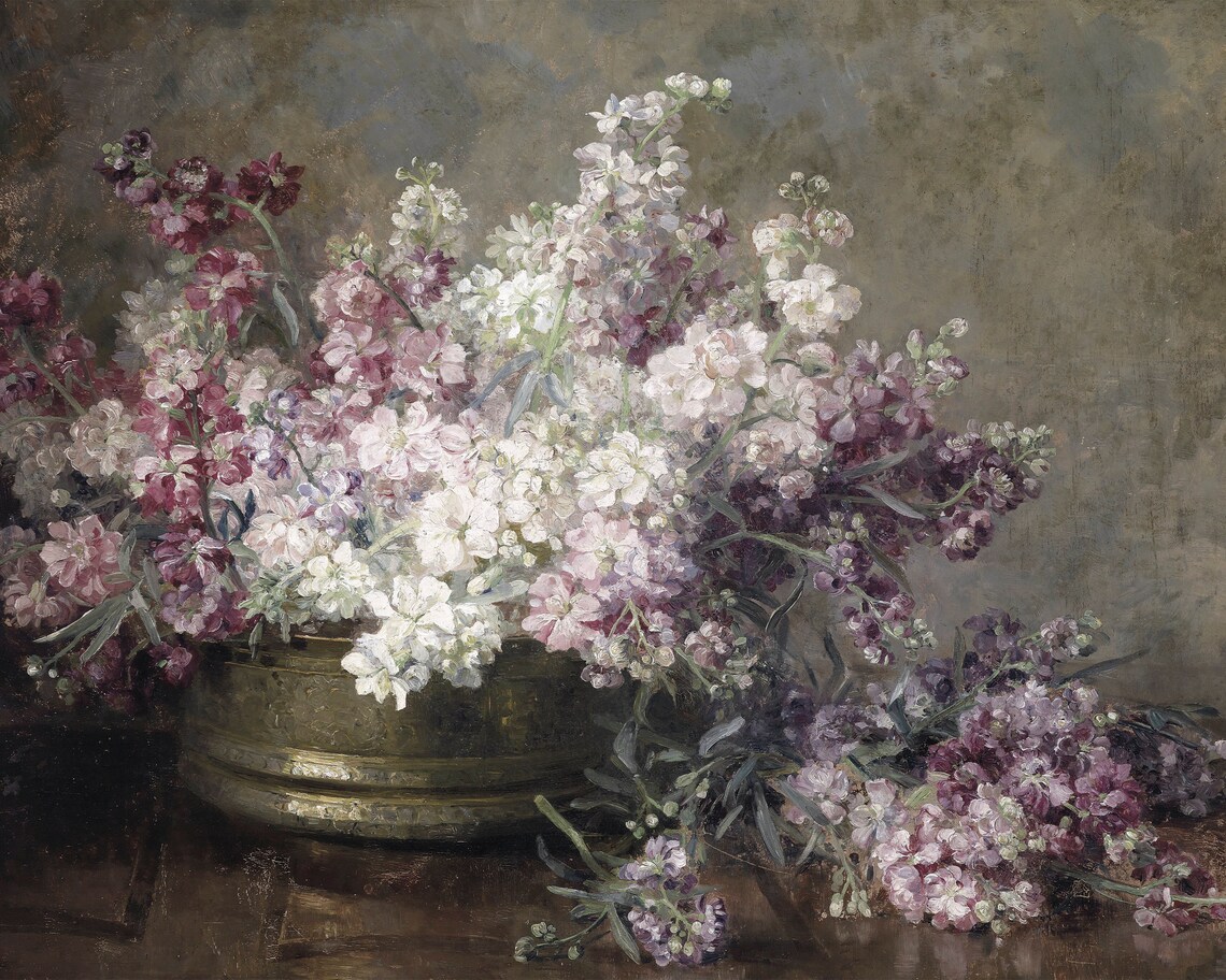 Vintage Lilac Floral Art Print, Traditional Bouquet - Image 3