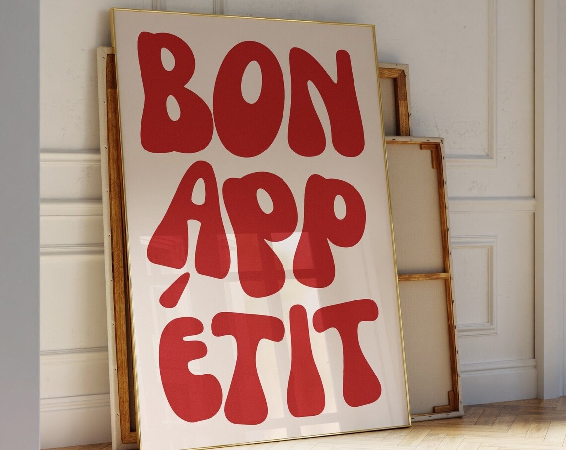 Bon Appetit Trendy Typography Kitchen Poster Print - Image 3