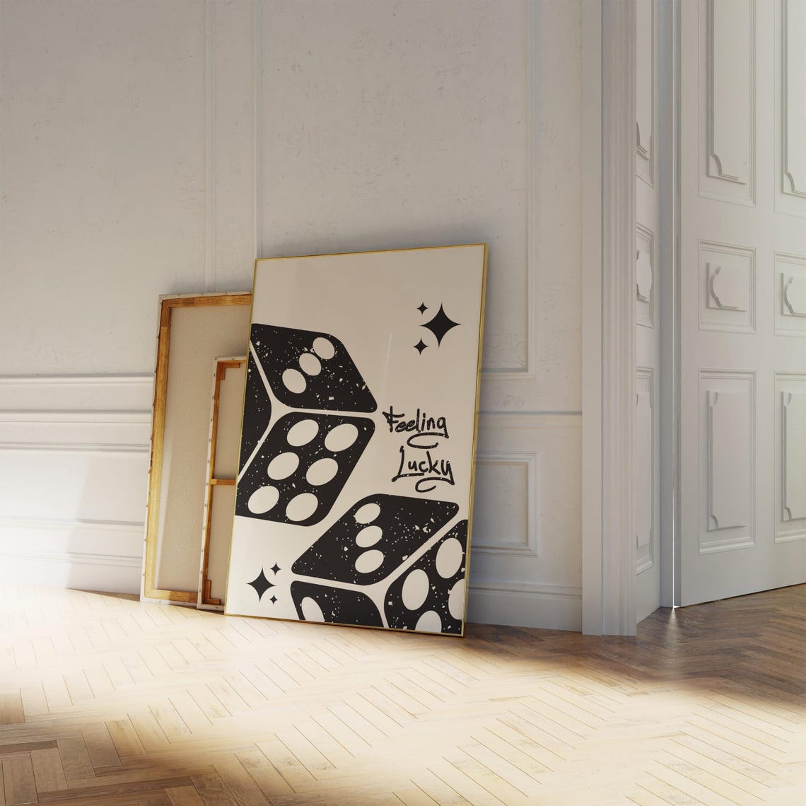 Feeling Lucky Black Dice Distressed Retro Casino Wall Decor Poster - Image 3