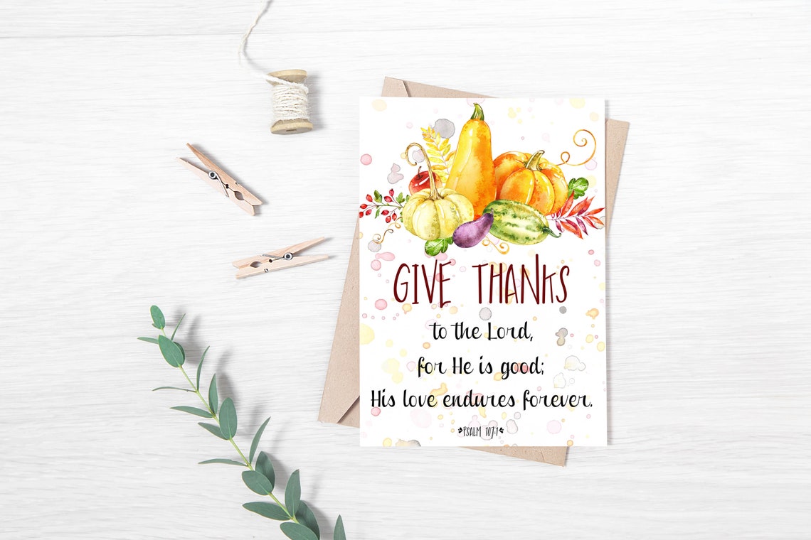 Give Thanks To The Lord Psalm 107 1 Fall Harvest Watercolor Poster - Image 3