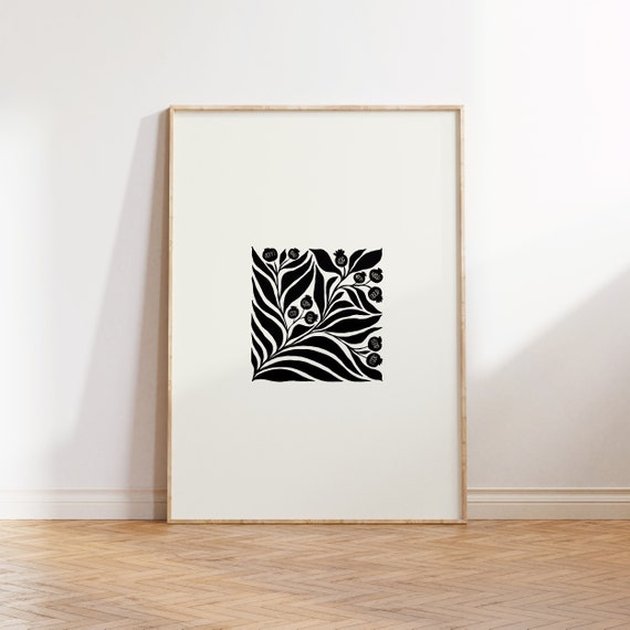 Black And White Flowers Abstract Botanical Art Print