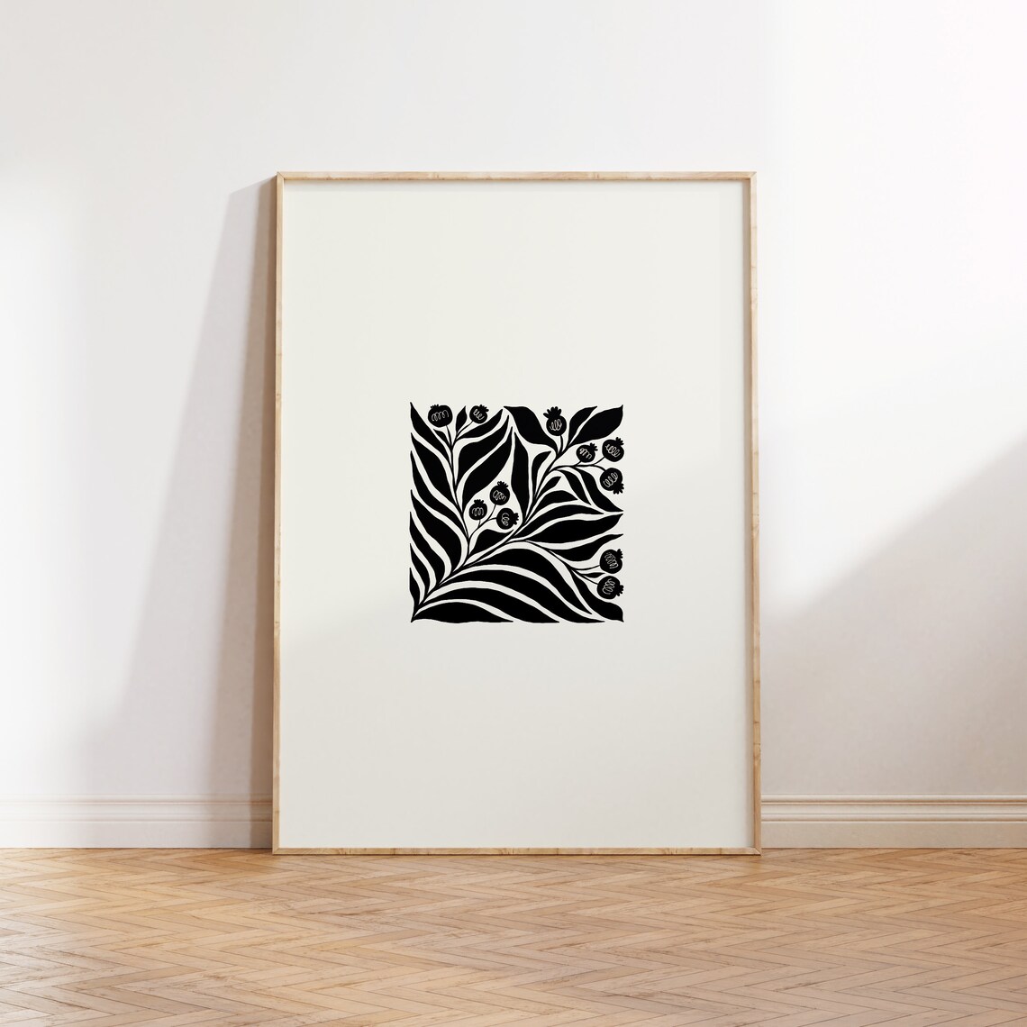 Black And White Flowers Abstract Botanical Art Print