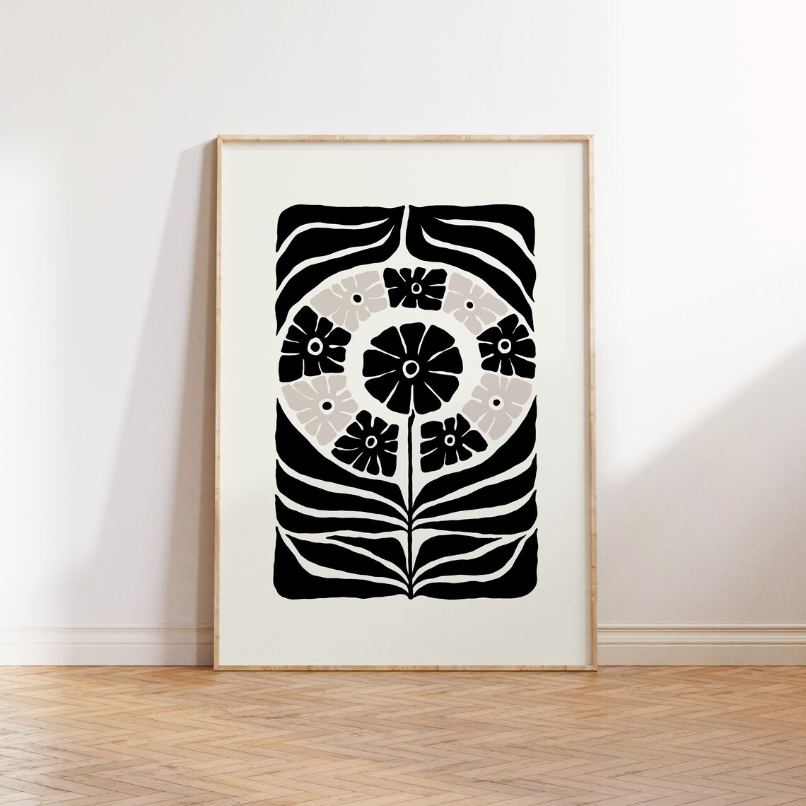 Dark Flowers Abstract Botanical Wall Art Print
