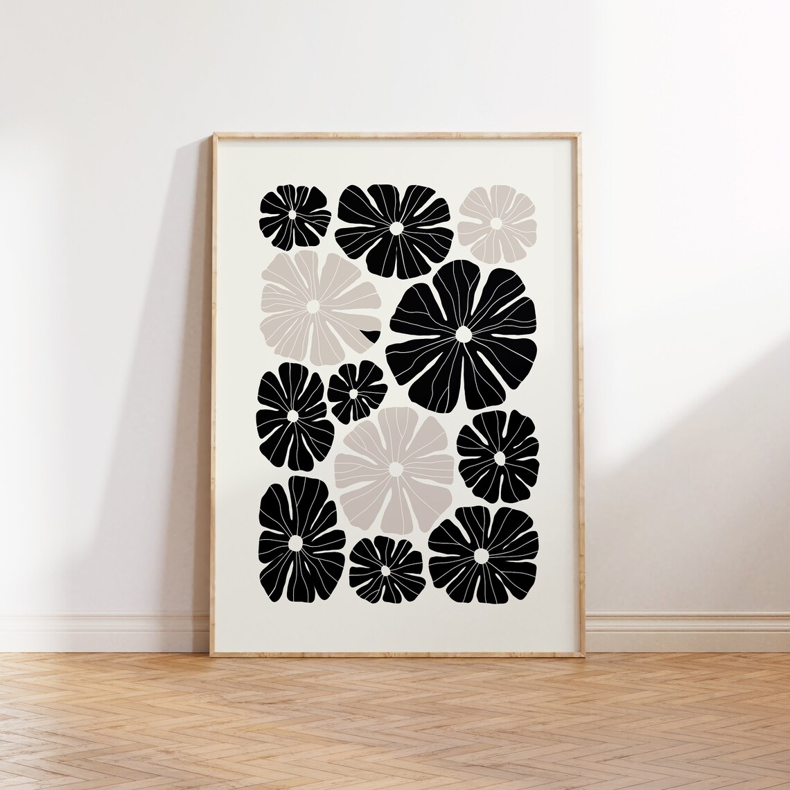 Black And White Dark Flowers Abstract Poster