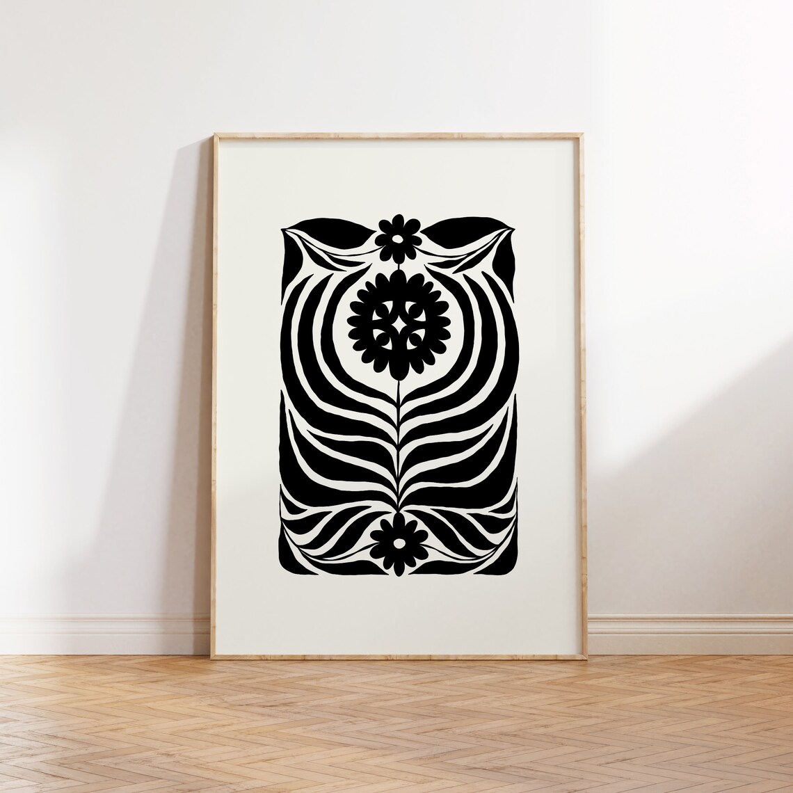 Dark Flowers Abstract Floral Art Poster, Modern Decor