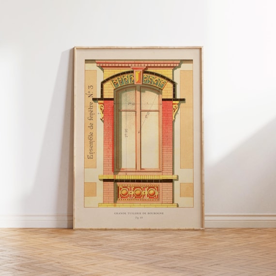 Vintage French Architecture Poster, Antique Style Print