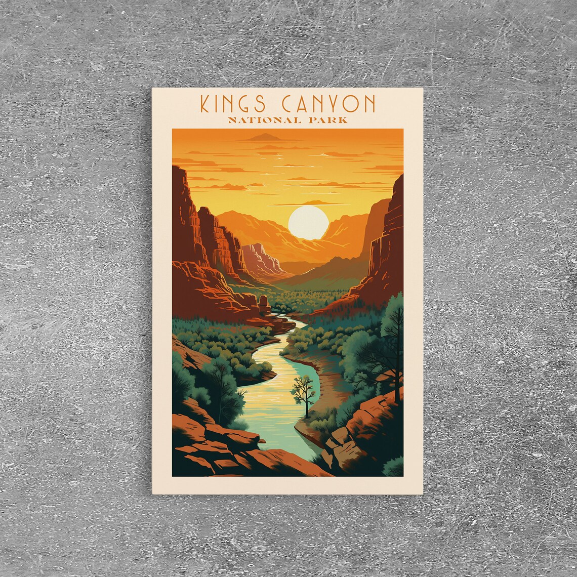 Kings Canyon National Park Sunset River Valley Travel Poster - Image 3