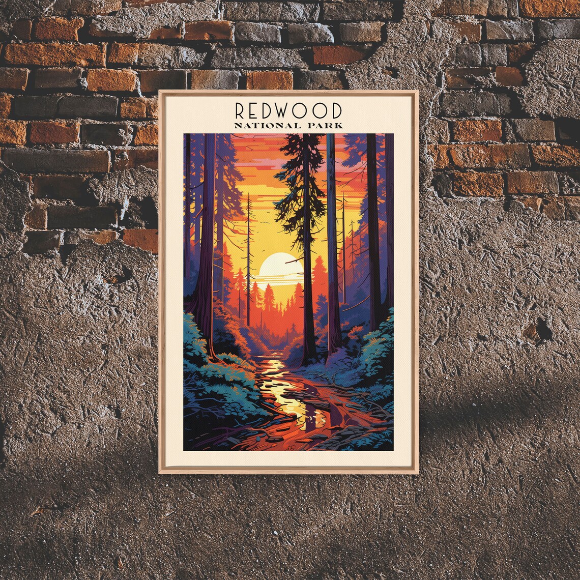 Redwood National Park Sunset Through Tall Redwoods Travel Poster - Image 3