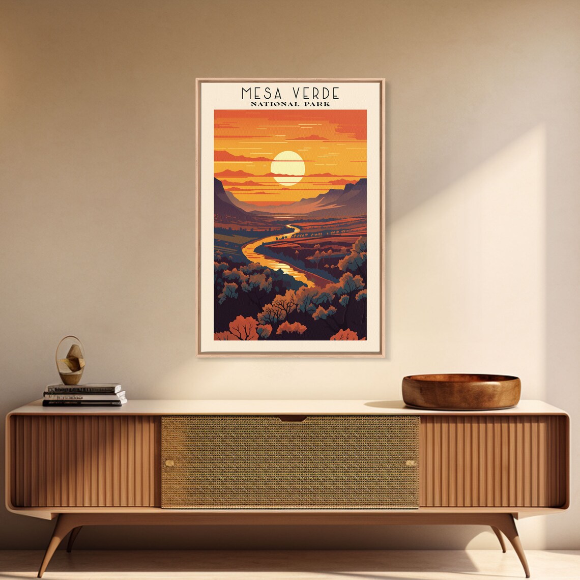 Mesa Verde National Park Sunset Canyon River Valley Travel Poster