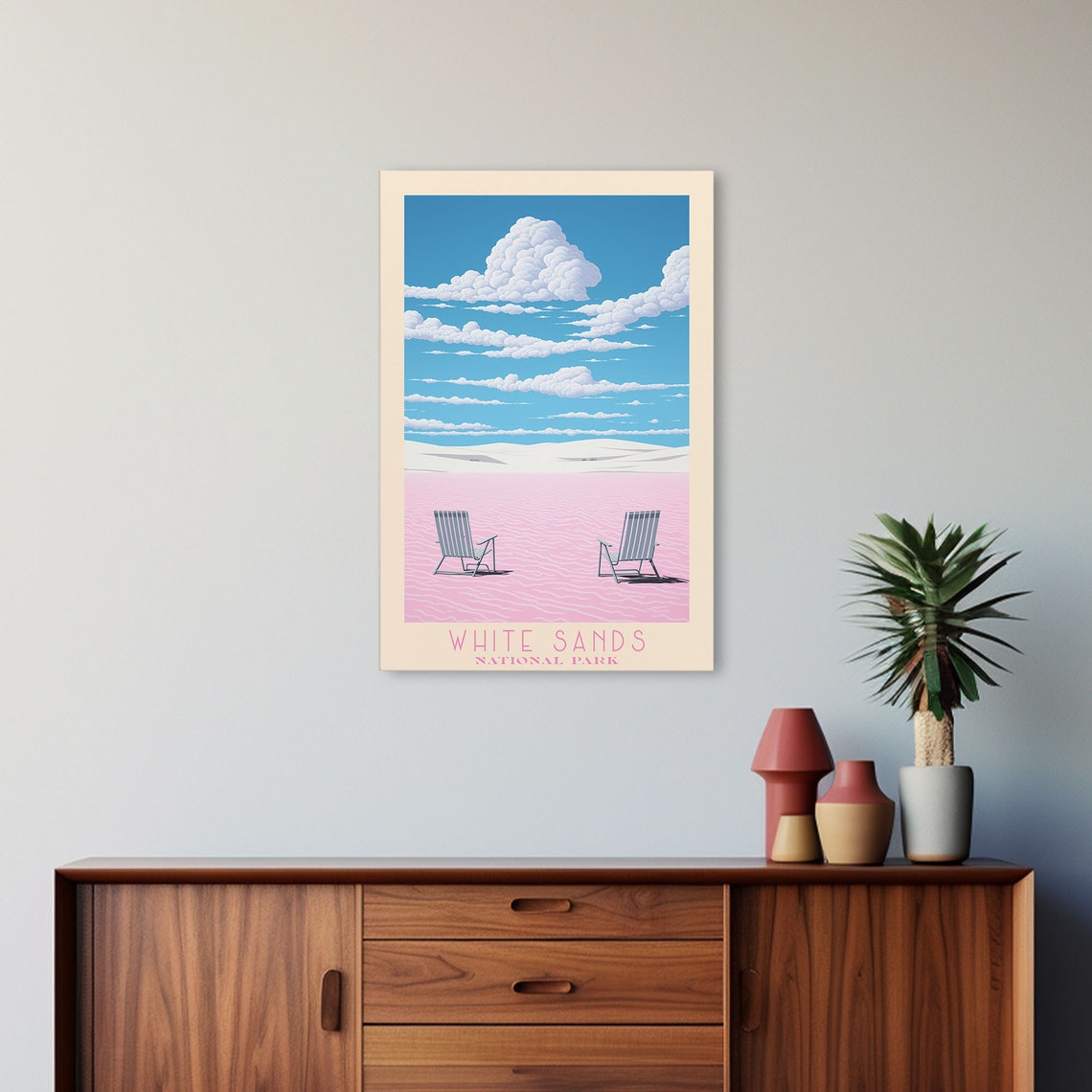 White Sands National Park Two Chairs On White Dunes Travel Poster