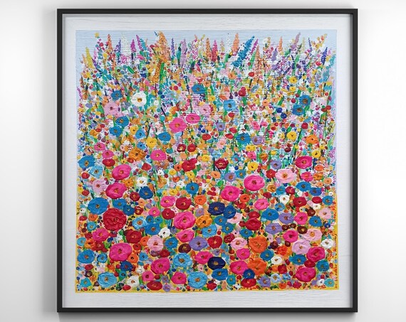 Vibrant Wildflower Meadow Bursting With Colorful Poppy Poster
