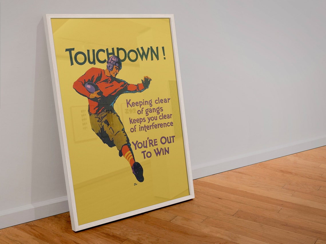 Touchdown Football Player 1920s You Are Out to Win Motivational Poster - Image 4