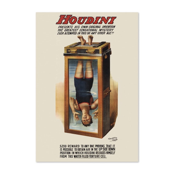 1912 Houdini Chinese Water Torture Vintage Style Magic Escape Poster Classic Magic Art Print For Gifts And Wall Art Dcor