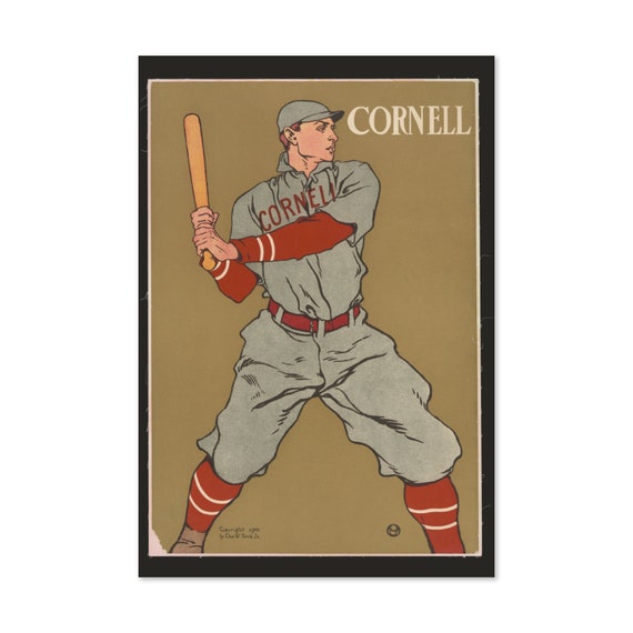 Cornell University Baseball 1908 Vintage Style Baseball Poster Art Print Motivational Artwork For Home Office Gym Wall Decor