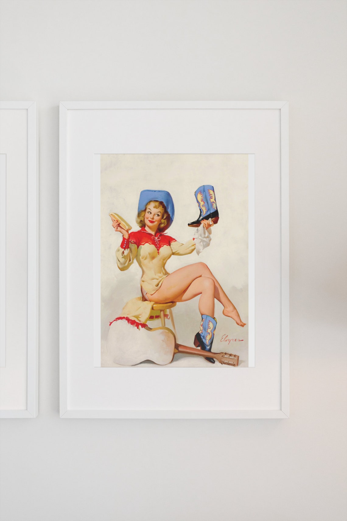 Gil Elvgren Polished Performance Cowgirl Boots 1964 Pinup Poster - Image 3