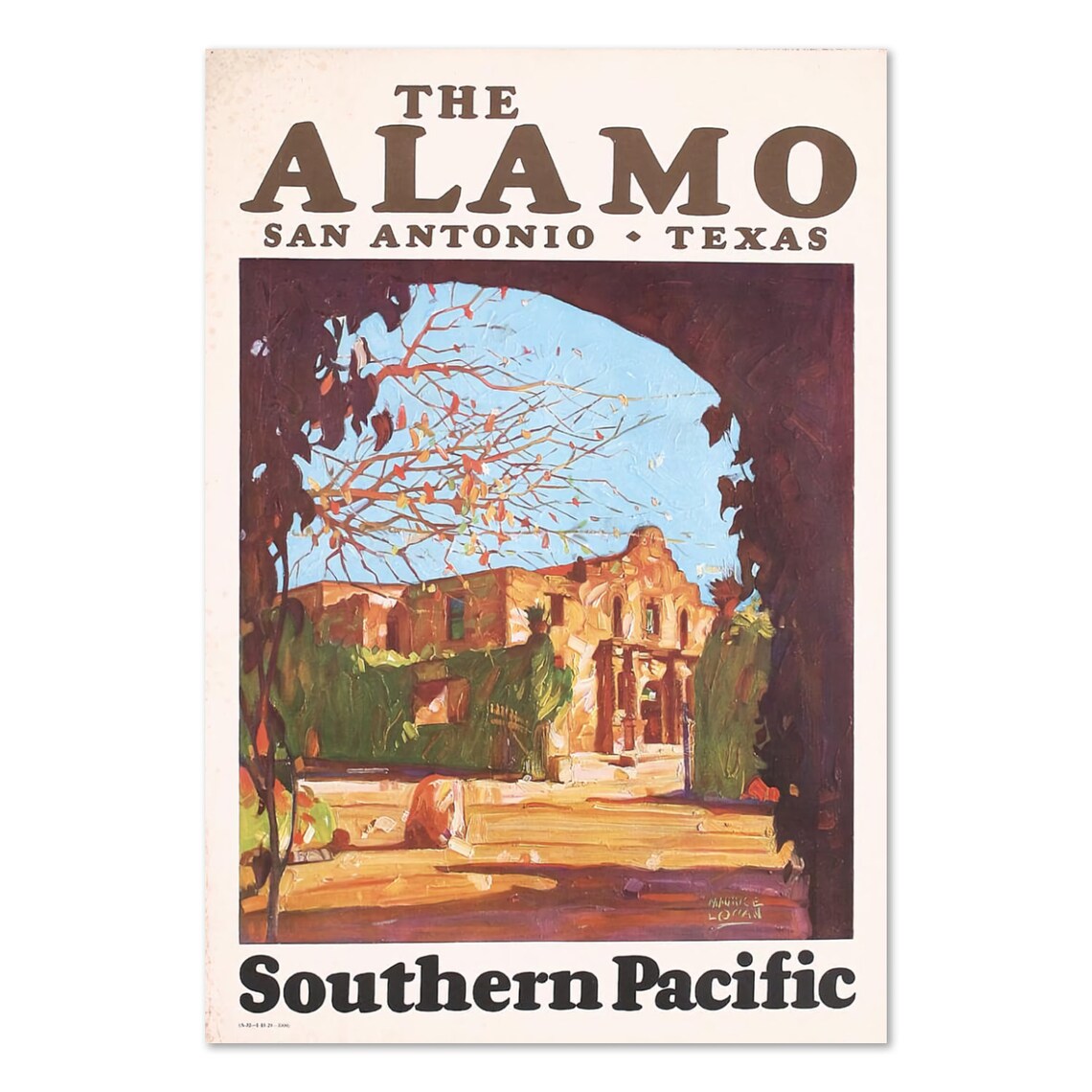 The Alamo San Antonio Texas Vintage Southern Pacific Railway Poster