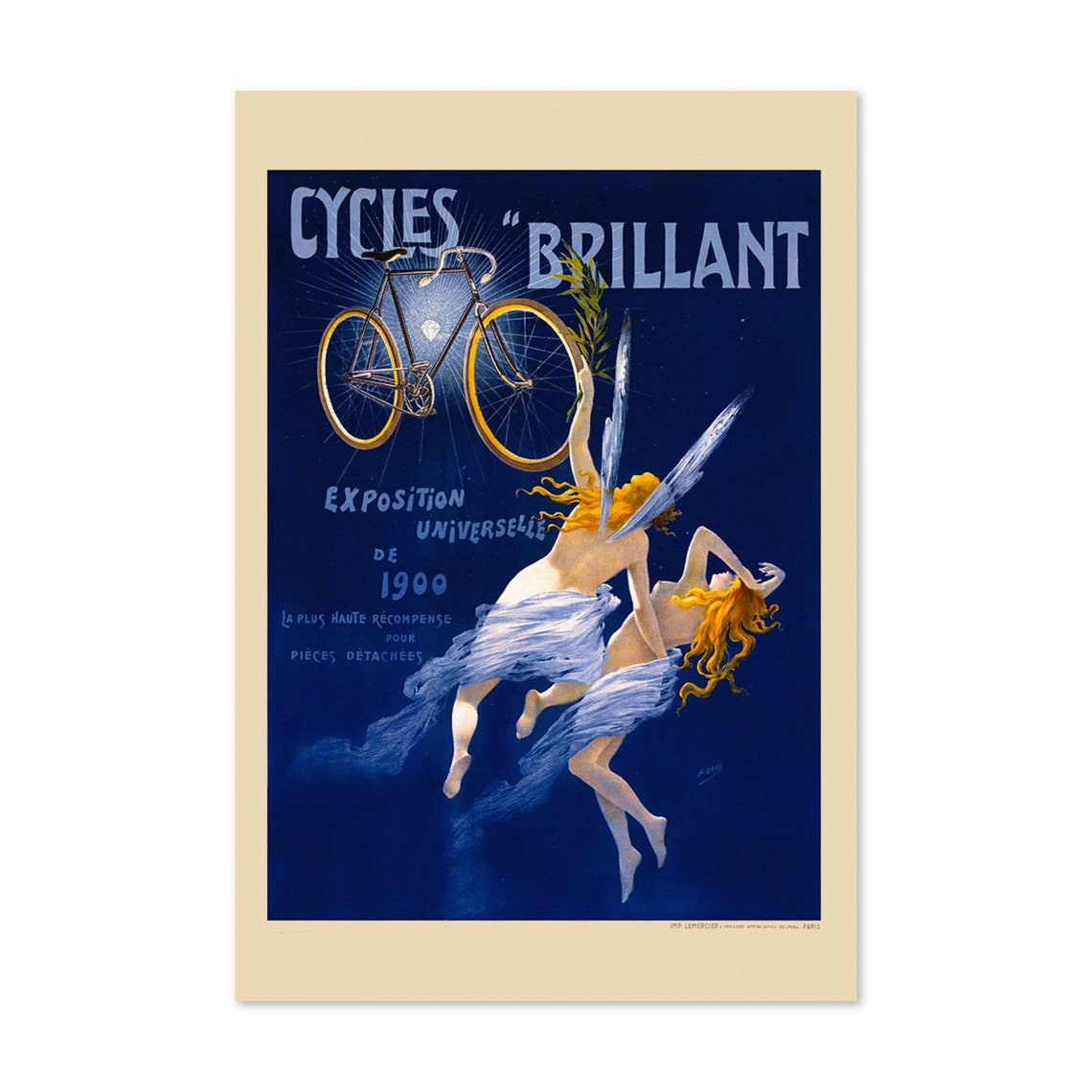 Cycles Brillant 1900 Angelic Bicycle Exposition Universelle Poster