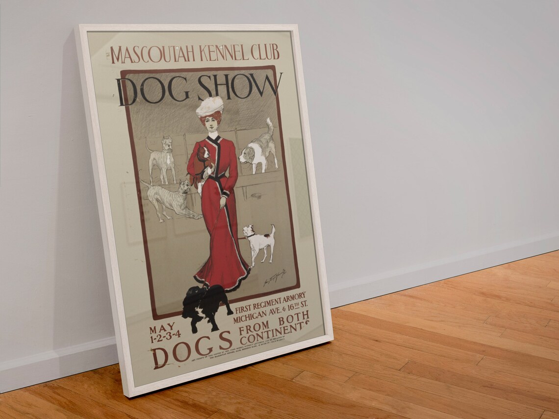 1901 Mascoutah Kennel Club Chicago Dog Show Vintage Poster Classic Advertising Art Print For Gifts And Wall Art Dcor - Image 4