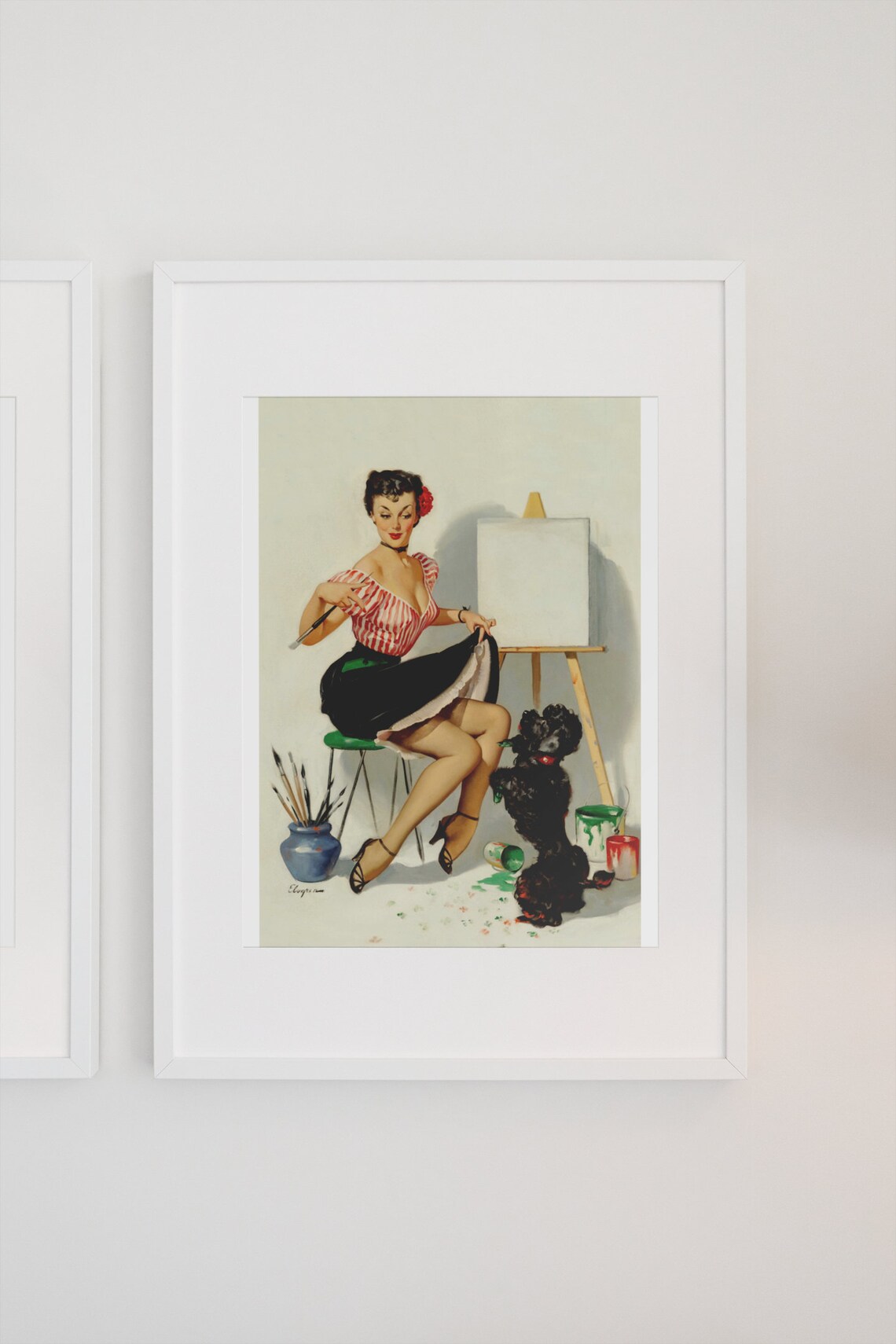 Gil Elvgren Artist Girl Poodle Vintage Pin Up Painting Studio Poster - Image 3