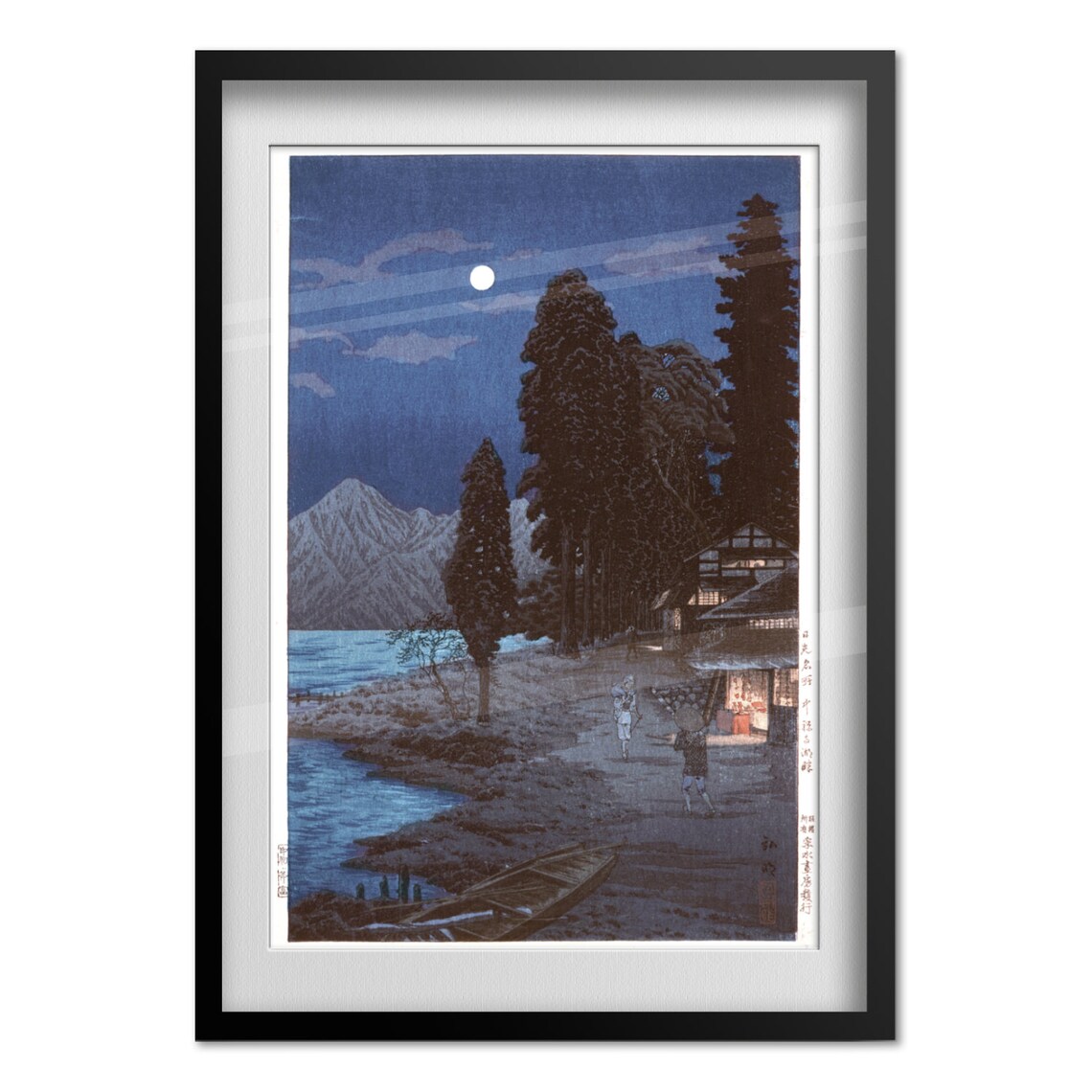 Kawase Hasui Moonlit Lake Chuzenji Nikko Night Woodblock Poster - Image 4