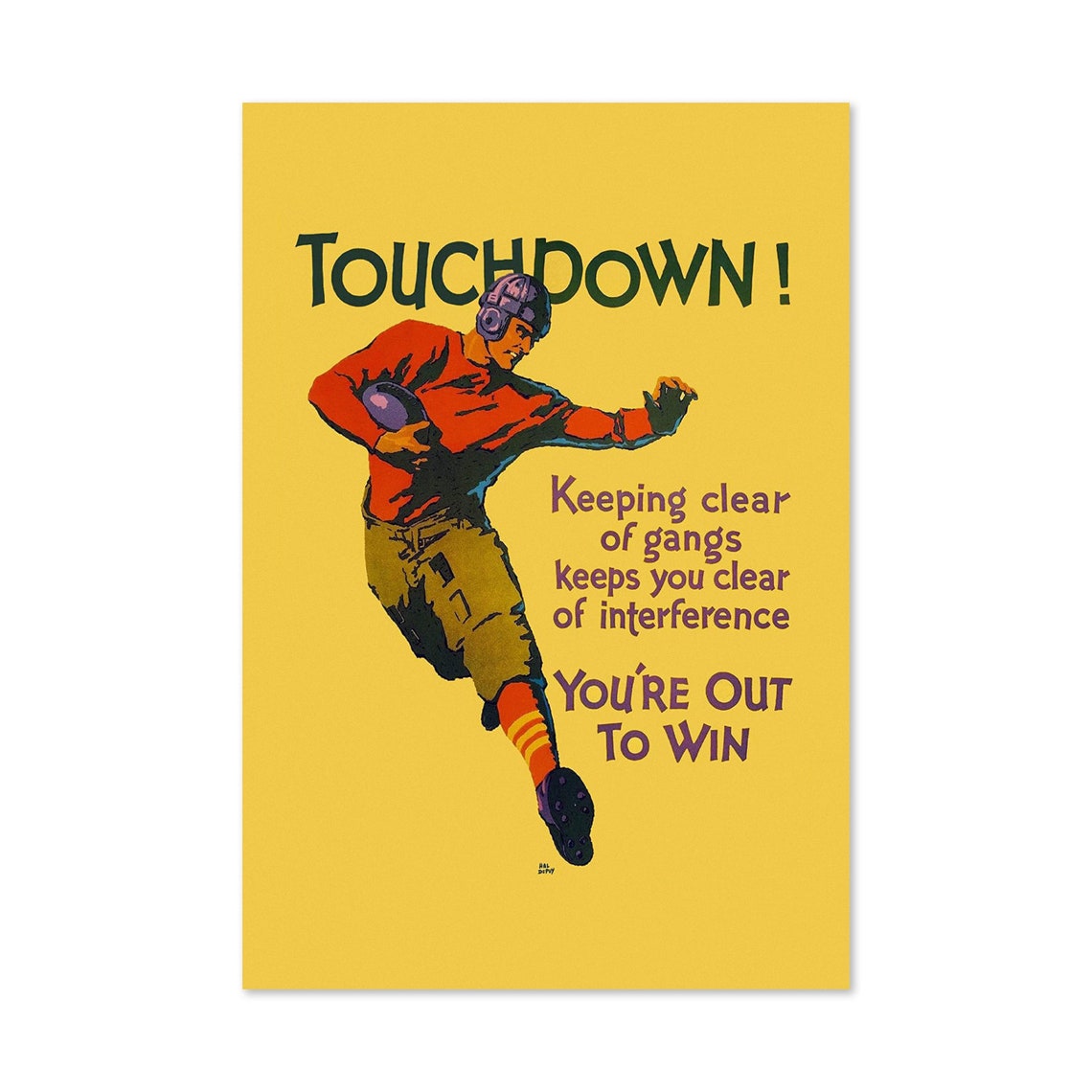 Touchdown Football Player 1920s You Are Out to Win Motivational Poster