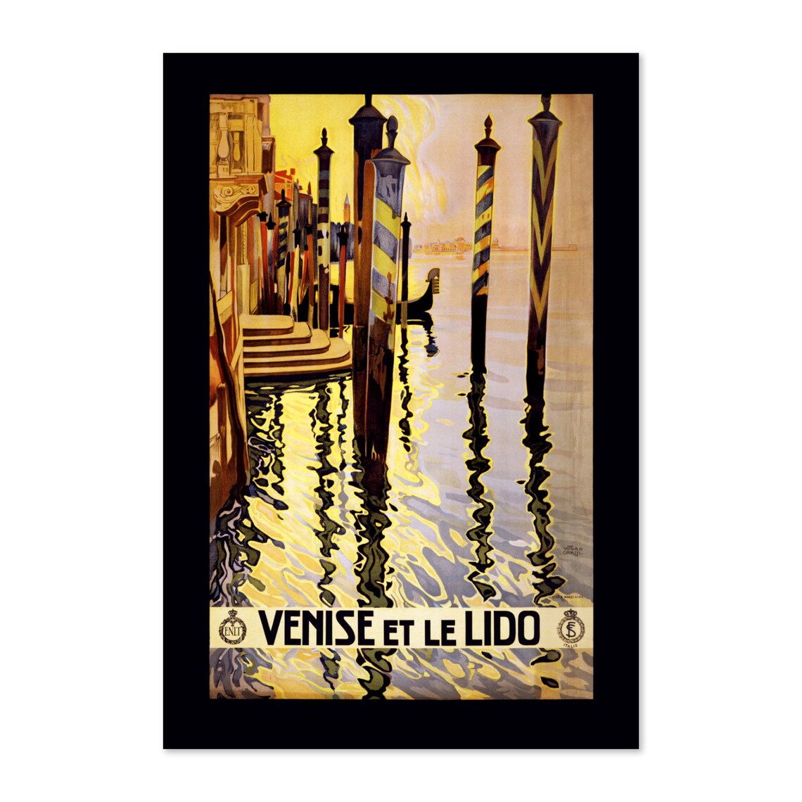 Venise Et Le Lido Venice Gondola Poles Classic Vintage Travel Poster