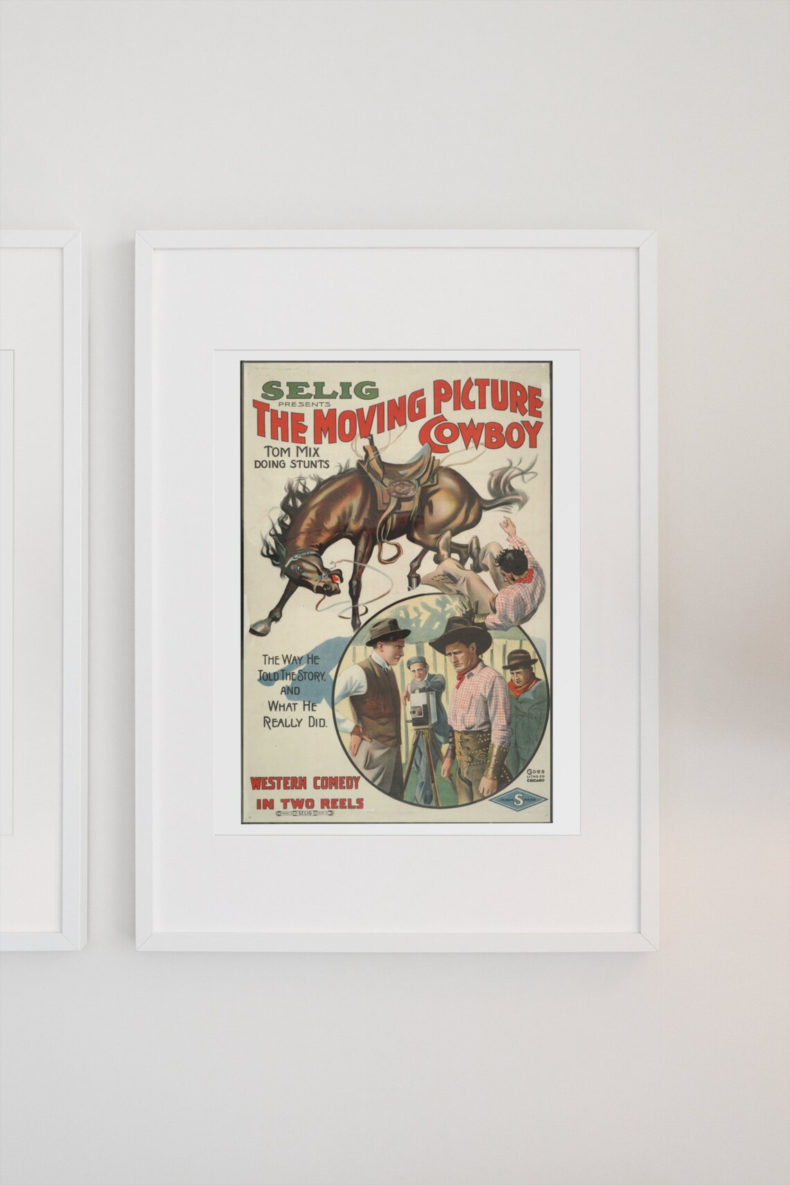 Old Western Cowboy Movie Poster, Tom Mix 1914 Classic - Image 3