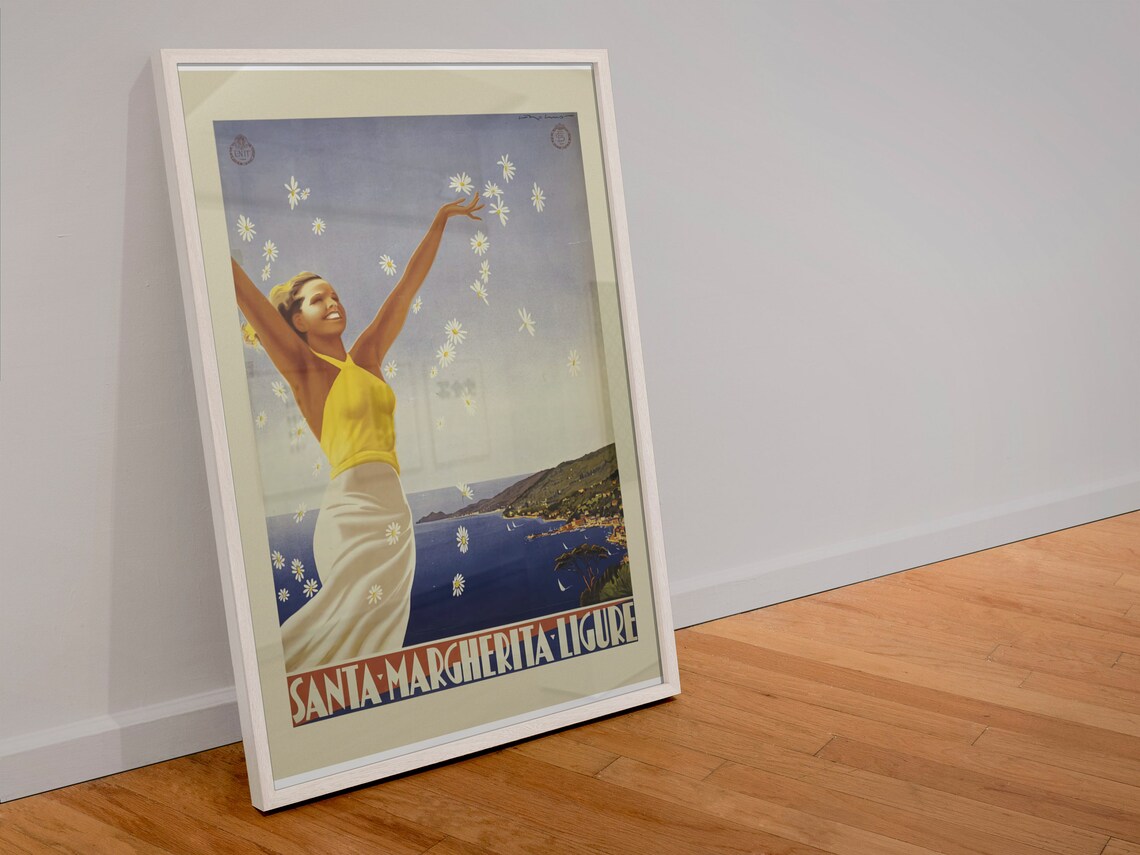 Santa Margherita Ligure Daisy Girl Italian Riviera Travel Poster - Image 4