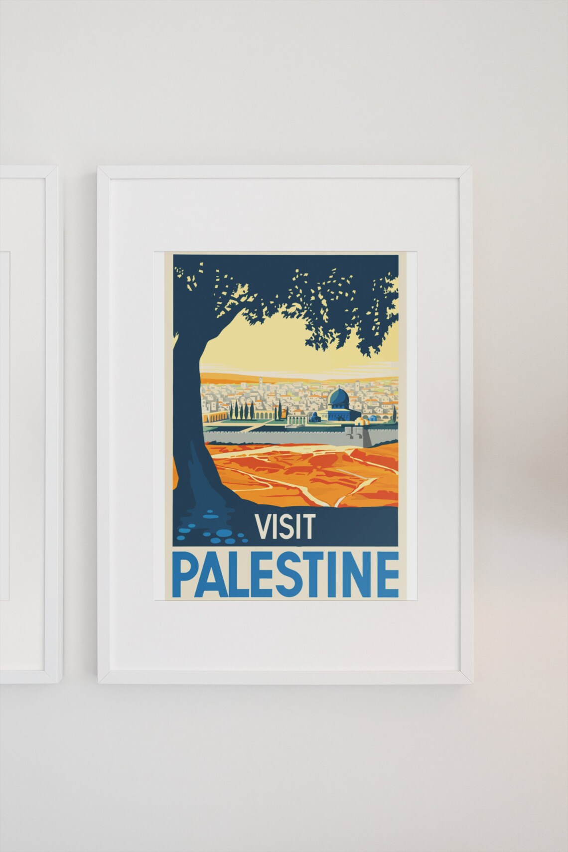 1936 Visit Palestine Old Jerusalem Vintage Travel Poster - Image 3