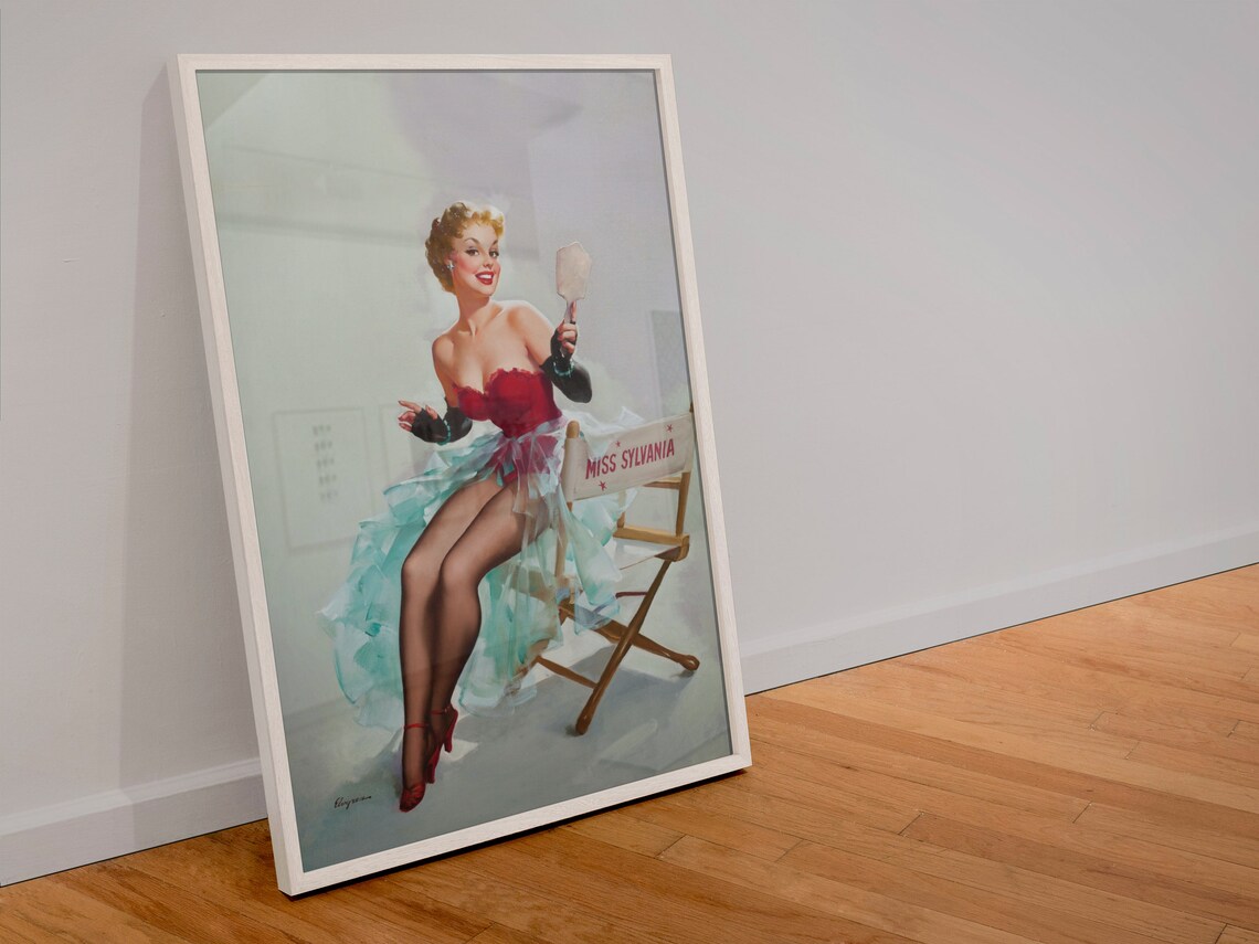 Elvgren Miss Sylvania Pin Up Girl Directors Chair Vintage Art Poster - Image 4