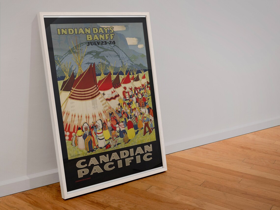 Banff Indian Days Teepees Canadian Pacific Vintage Travel Poster - Image 4
