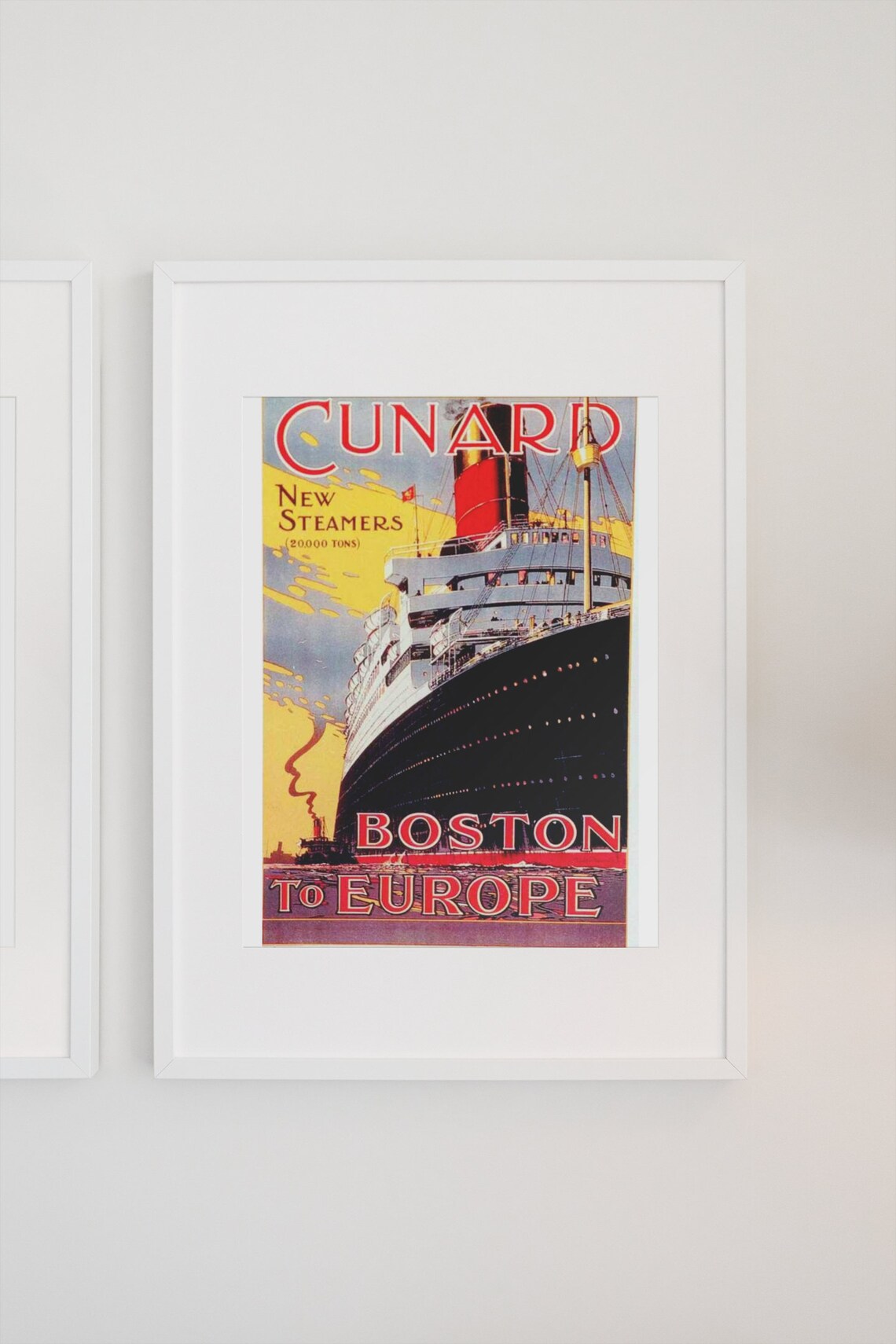 Cunard New Steamers Ocean Liner Boston to Europe Travel Poster - Image 3