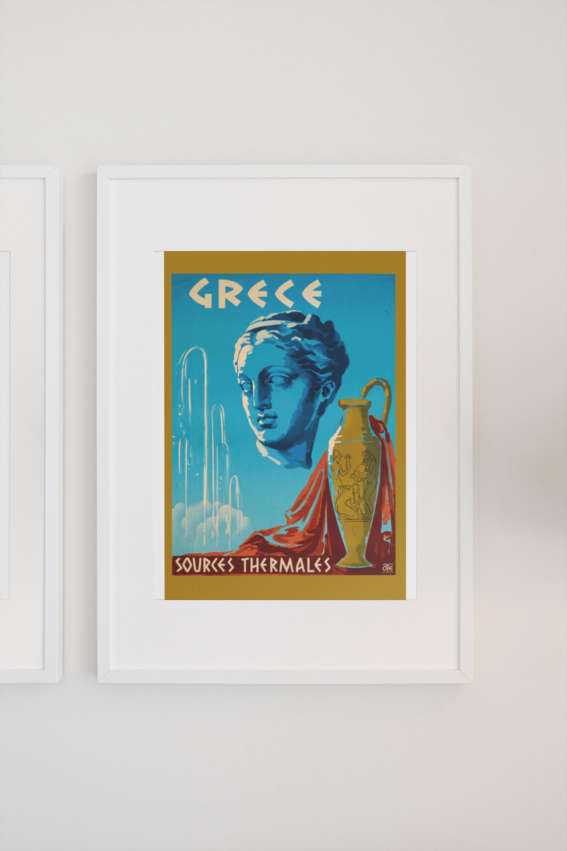 Greece Sources Thermales Thermal Springs Vintage Travel Poster - Image 3