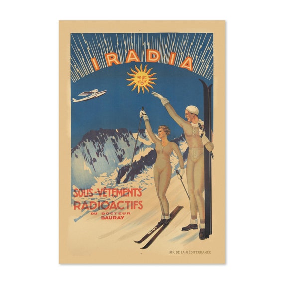 Unusual 1920s Vintage Health Ski Poster Radioactive Underwear Classic Advertising Art Print For Gifts And Wall Art Dcor