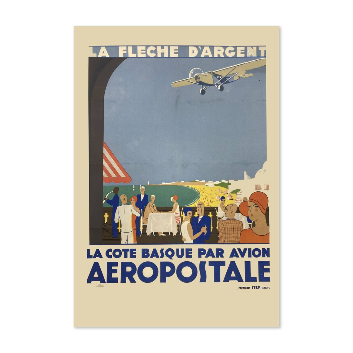 La Fleche dArgent Aeropostale Basque Coast Vintage Air Poster