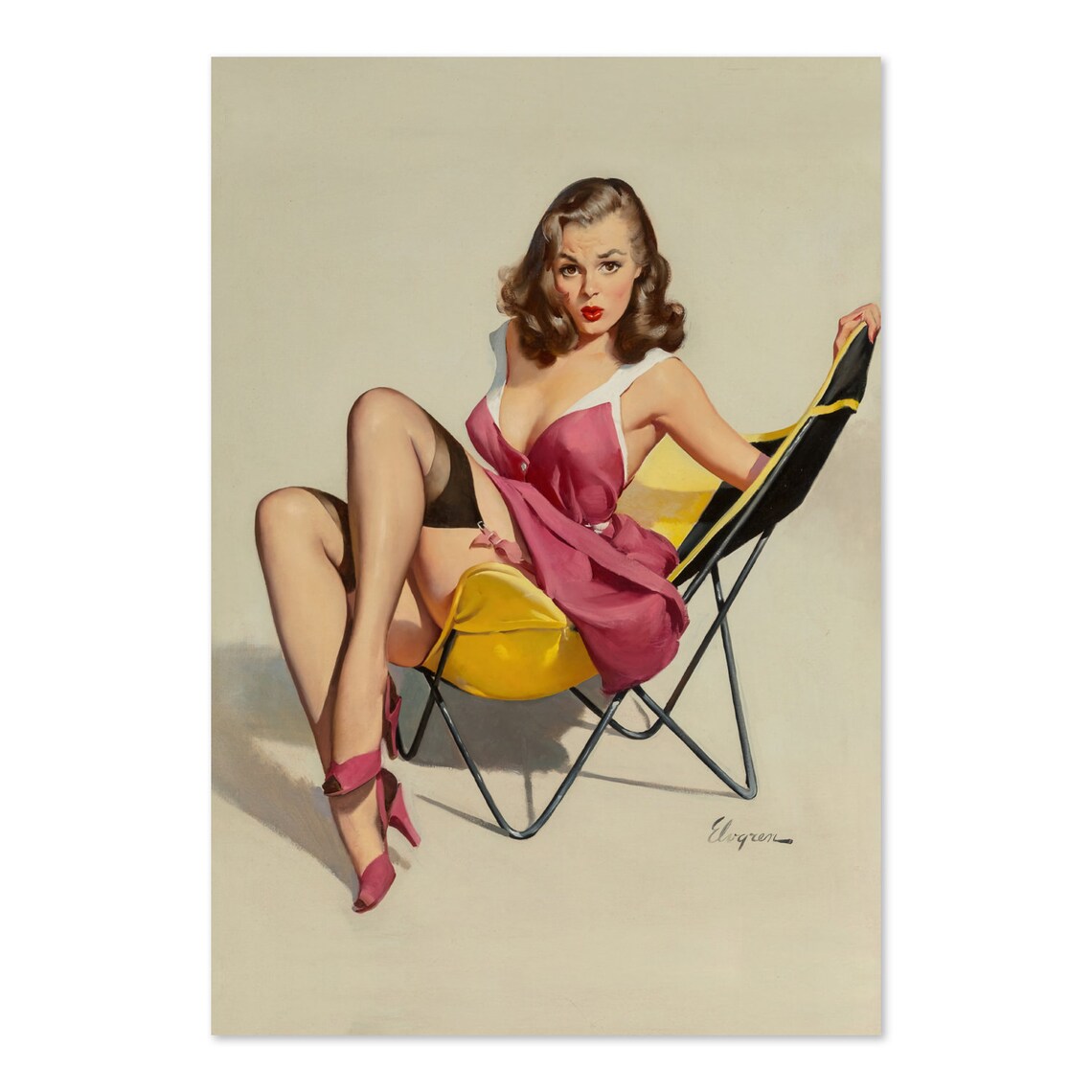 1950s Elvgren Pin-Up Poster, Retro Wall Art