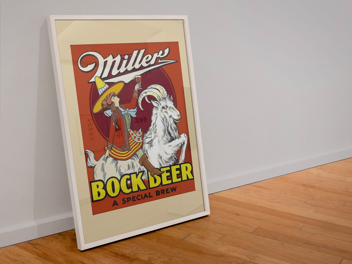 Miller Bock Beer Special Brew Vintage Mexican Goat Rider Poster - Image 4