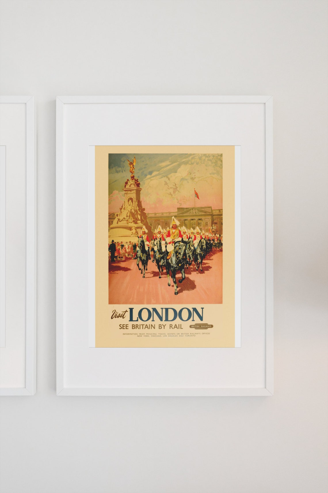 Visit London See Britain by Rail Royal Guards Vintage Travel Poster - Image 3