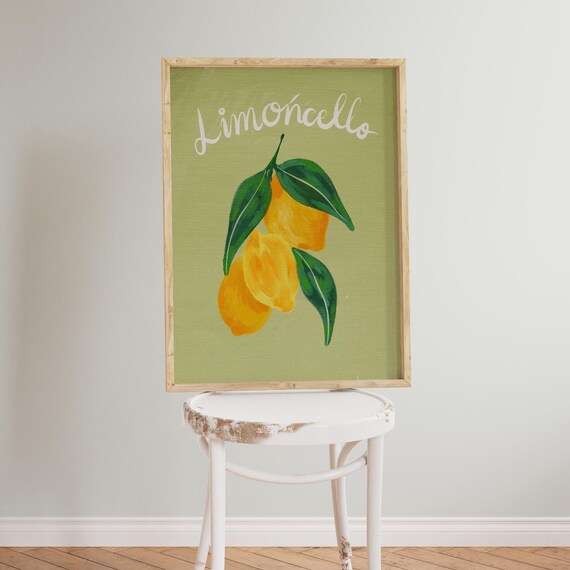 Eclectic Lemon Branch Art Print, Colorful Kitchen Decor