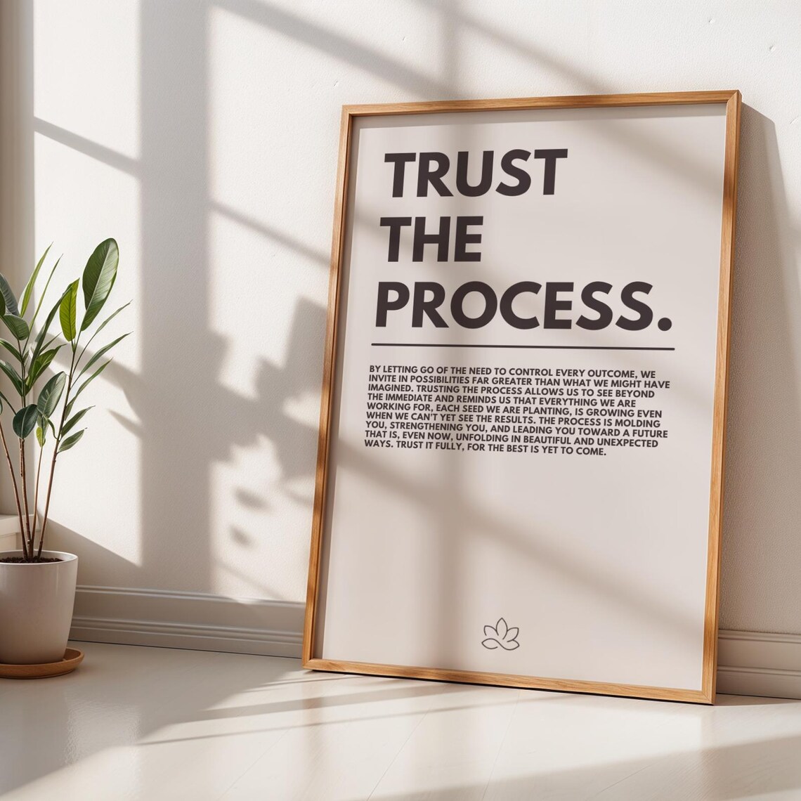 Trust The Process Motivational Art Print, Minimalist