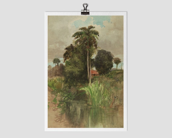 Vintage Tropical Landscape Art Print Antique Mailed Art Prints Giclee Vintage Reproduction Artwork