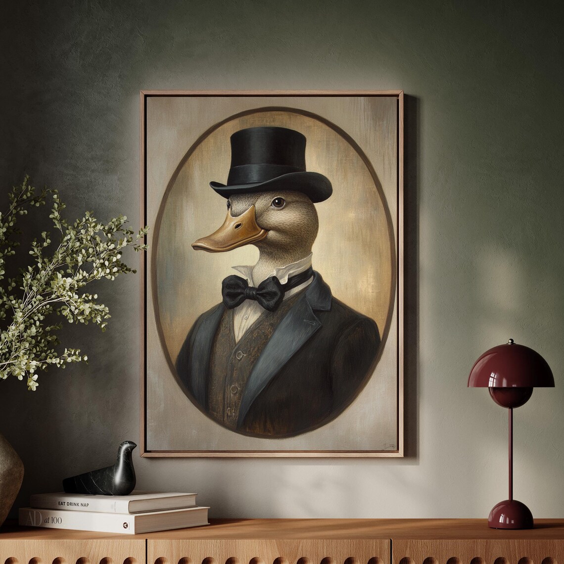 Regal Duck in Top Hat Bow Tie Victorian Gentleman Portrait Wall Poster
