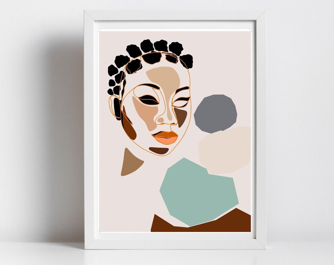 Bantu Knots Abstract Line Face Geometric Modern Minimalist Art Print - Image 4
