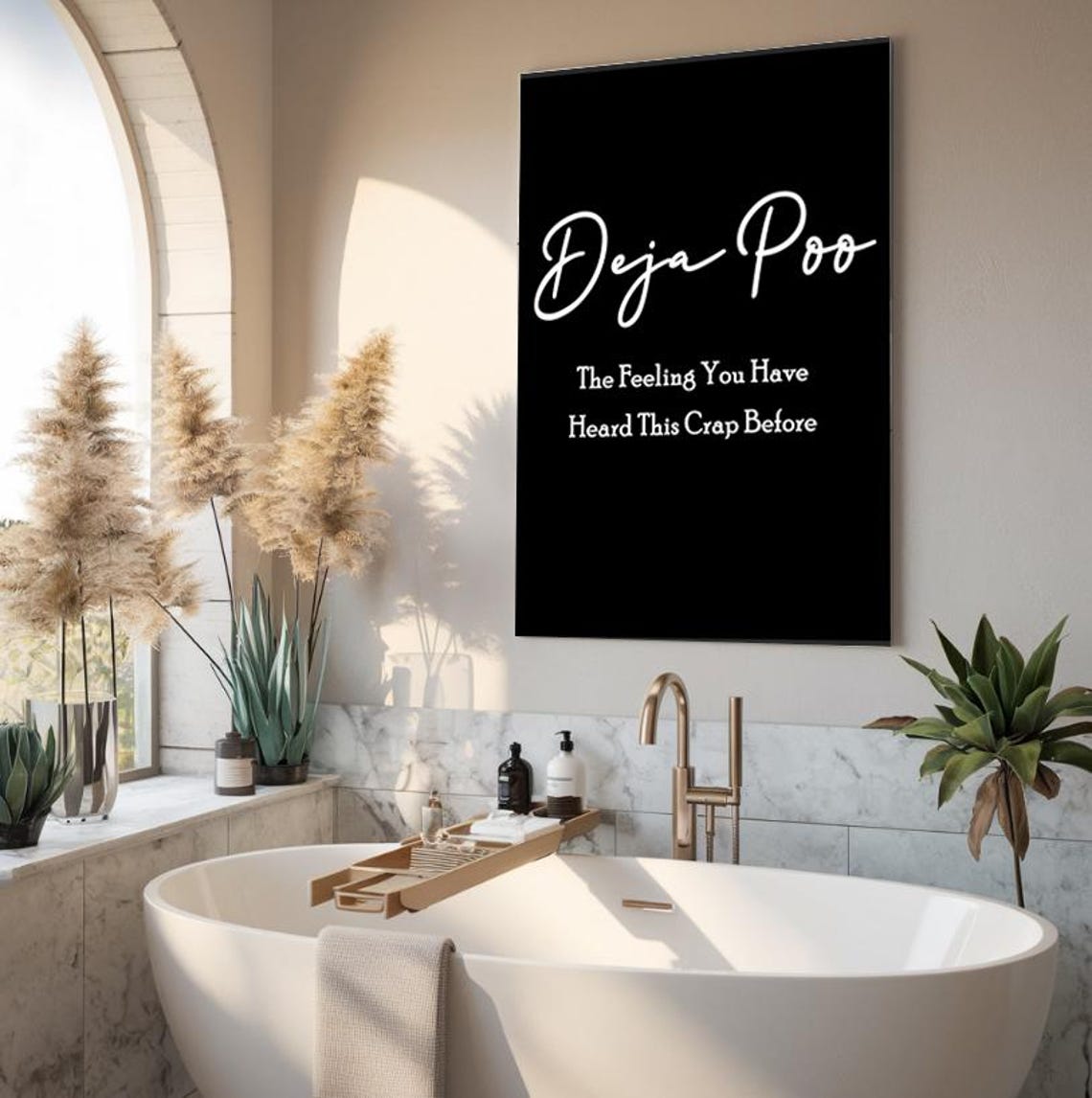 Deja Poo Funny Dictionary Definition Black And White Bathroom Poster - Image 2