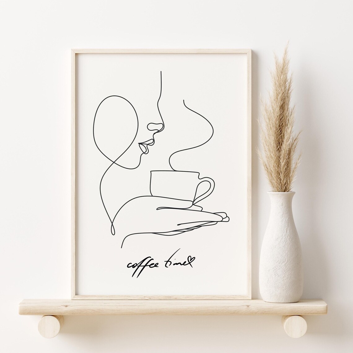 Minimalist Coffee Line Art, Cafe Decor Poster
