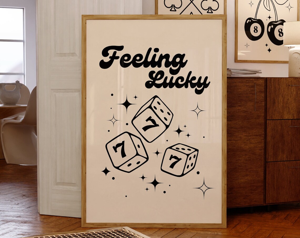 Feeling Lucky 777 Poster, Lucky Wall Decor