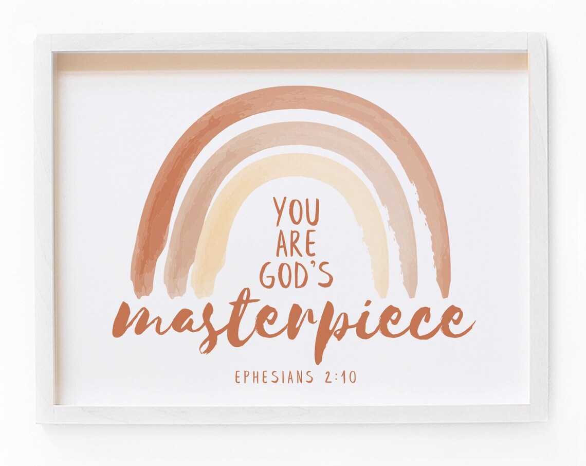 You Are God's Masterpiece Ephesians 2:10 Boho Rainbow Poster