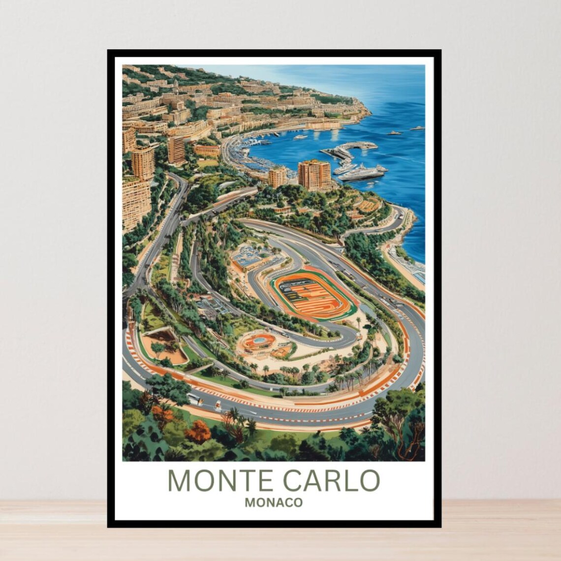 Monte Carlo Monaco Grand Prix Race Circuit Aerial Harbor Poster